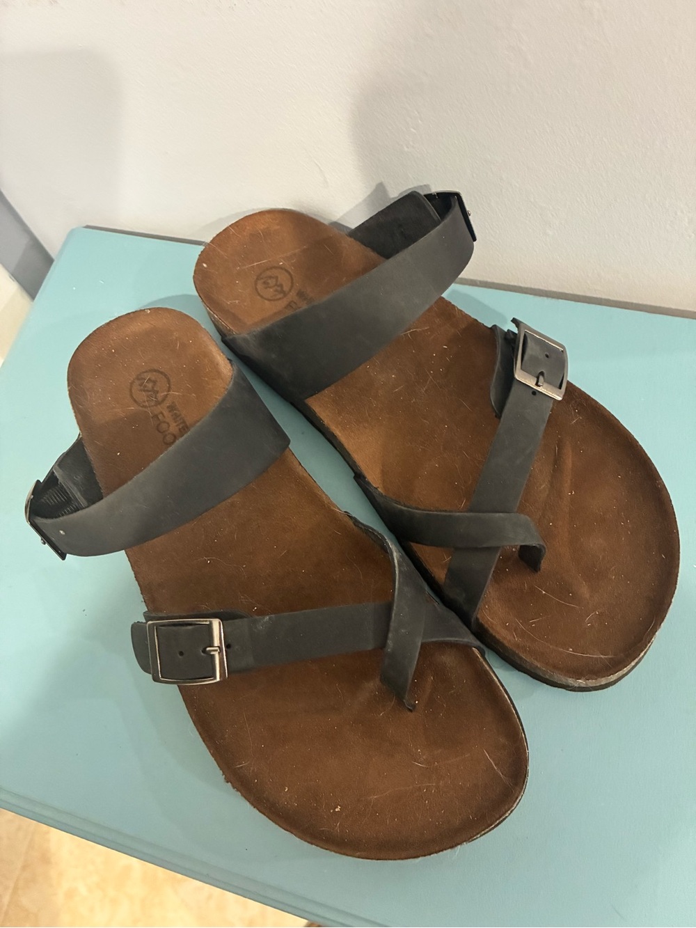 White Mountain Black Strappy Buckle Sandals